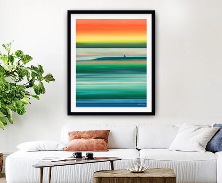 Serene daybreak seascape in cool blues