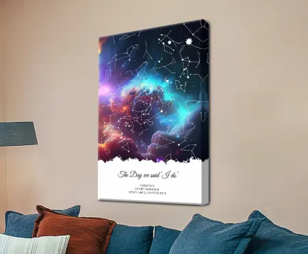 Galaxy star map canvas with a blue and pink nebula and scattered stars