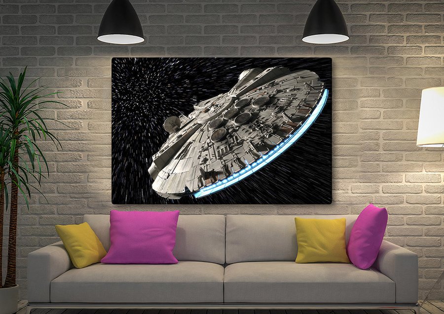 Millennium Falcon canvas, the starship streaking through space
