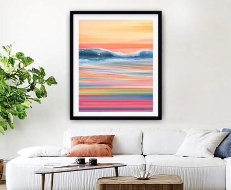 Vivid abstract seascape of neon-toned tides