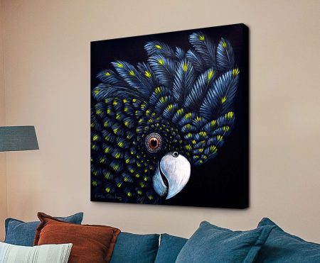 Black Cockatoo by Linda Callaghan, an Australian cockatoo in slate tones with a bright eye