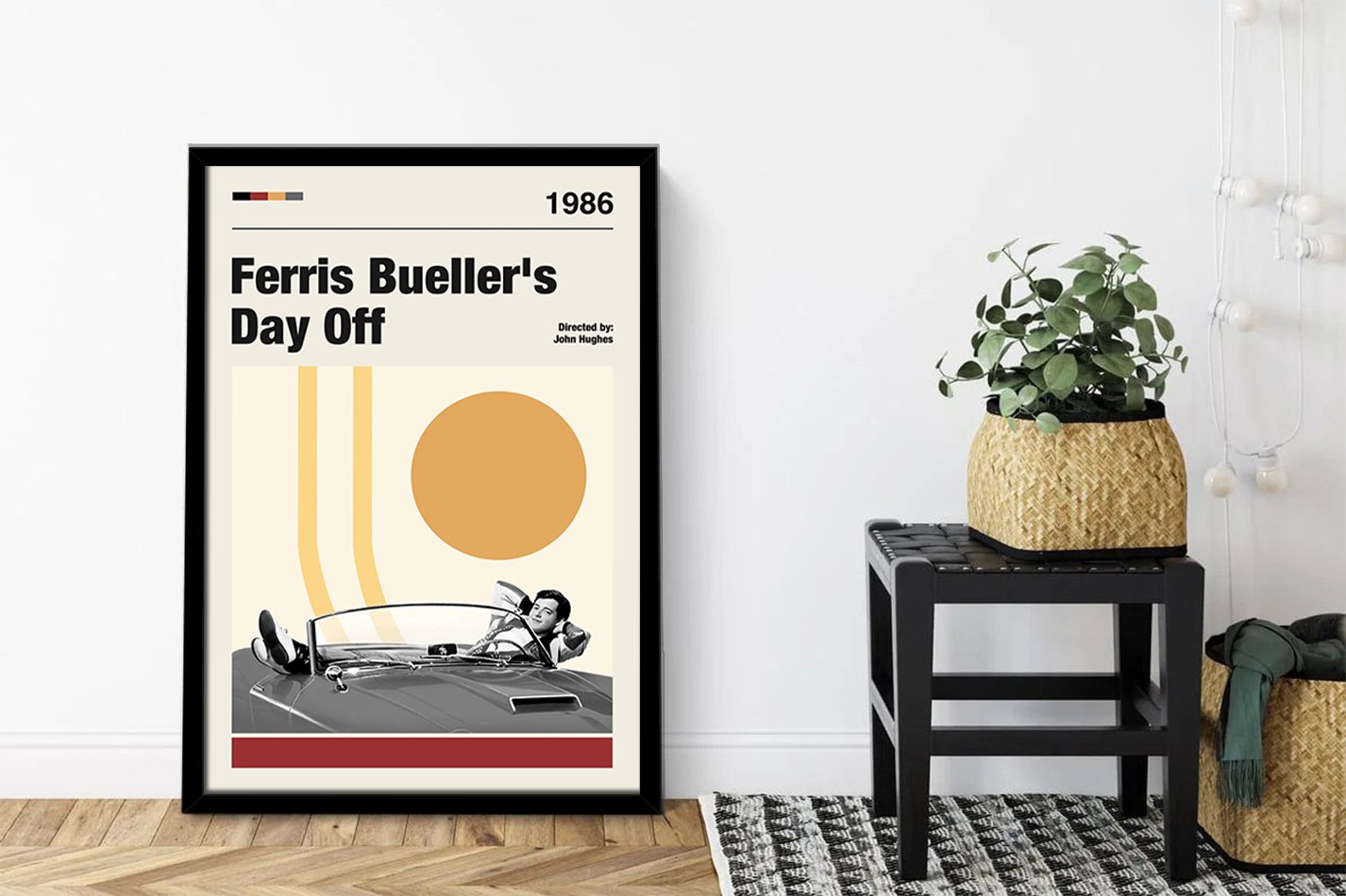 Framed minimalist Ferris Bueller's Day Off poster