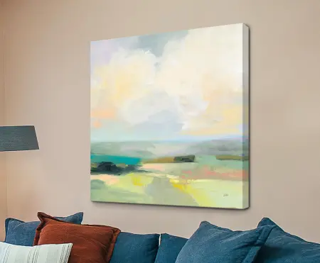 Julia Purinton Summer Sky III artwork with soft brushed clouds and warm summer light across an open sky