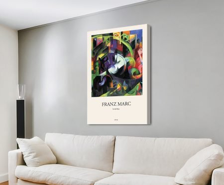 Franz Marc In the Rain expressionist composition in greens, deep purples and reds on canvas