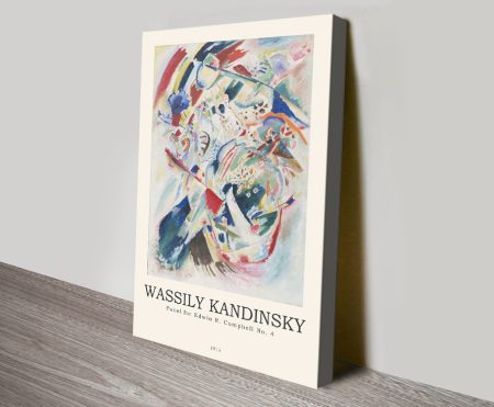 Kandinsky Panel for Edwin modern art poster leaning on warm timber floor
