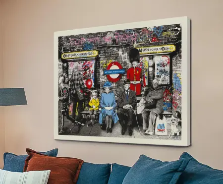Banksy Queen Dog Power Station graffiti canvas featuring the London street artwork