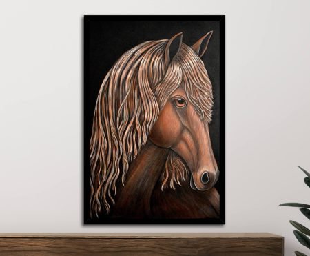 Brown Beauty, a warm-toned equine portrait by Linda Callaghan, framed