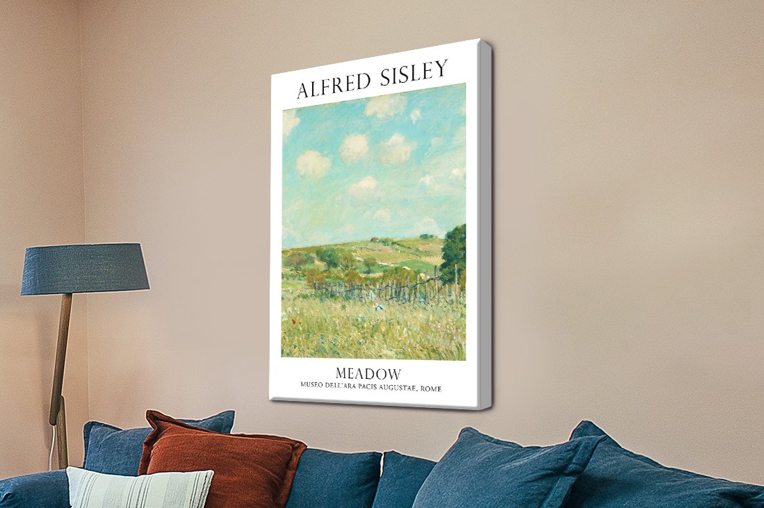 Sisley The Meadow canvas of an impressionist summer wildflower field