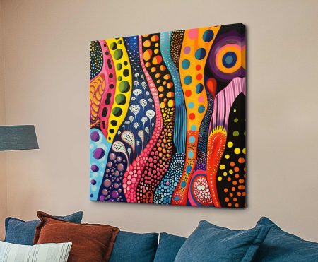 After Yayoi Kusama X, a contemporary abstract canvas - gallery abstract print with rich detail