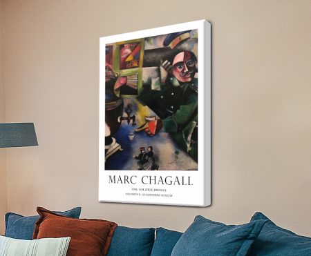 modern abstract print featuring The Soldier Drinks Chagall Expo Poster — contemporary contemporary abstract canvas