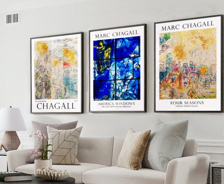 panel canvas wall art featuring Marc Chagall Triptych Art Set — statement multi-panel canvas