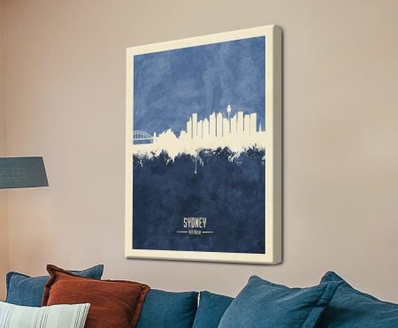Sydney australia skyline canvas scaled quality print - arresting piece in Red white blue
