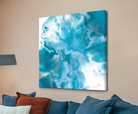 minimal modern abstract - Blue Lagoon II, printed as a contemporary canvas