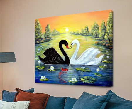 Swan Love by Linda Callaghan - abstract canvas print, a minimal contemporary abstract piece in canvas form