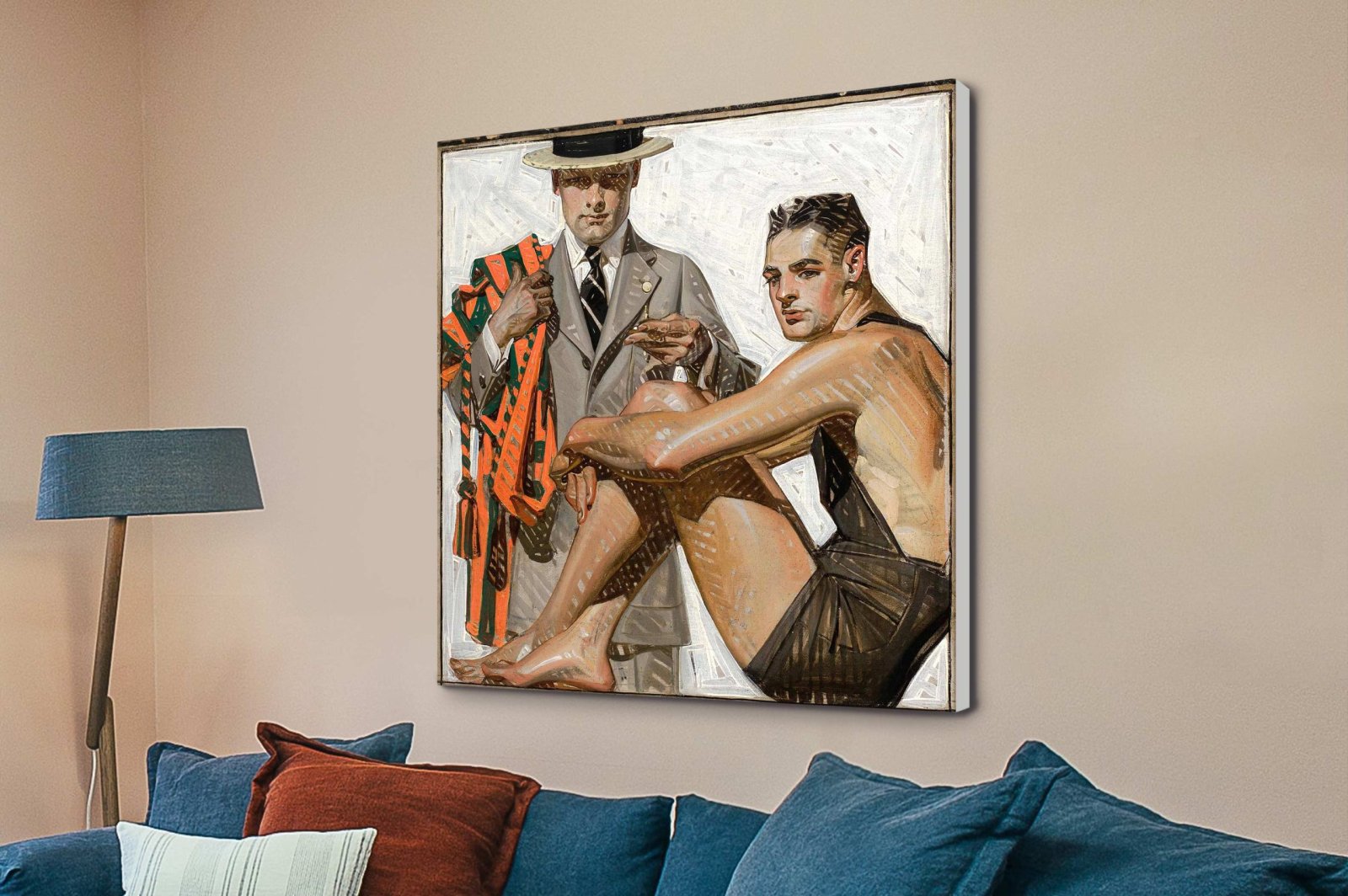 Record Time Cool Summer Comfort art, classic illustrated gentlemen in a warm vintage palette