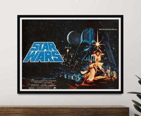 Rare 1977 Star Wars vintage cinema poster reproduced as a framed wall art print