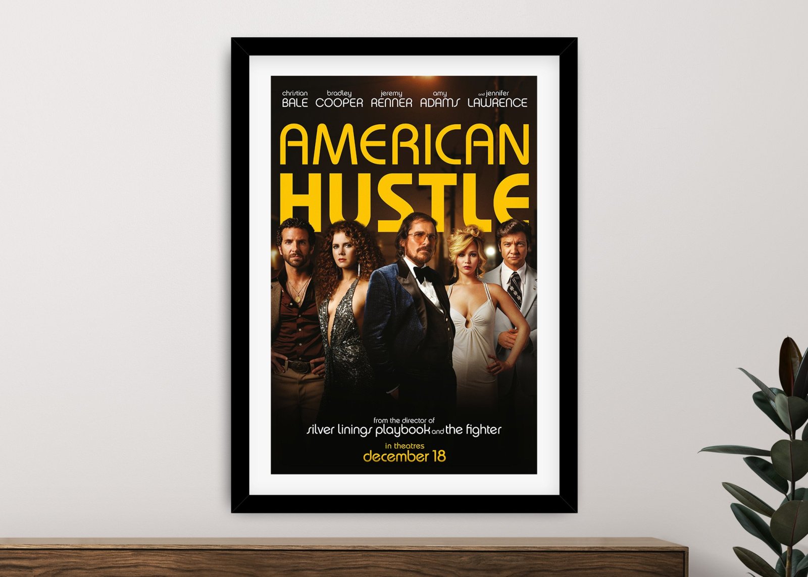 American Hustle poster with slick seventies-inspired film styling