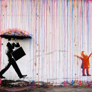 Banksy canvas artwork — heavyweight cotton, hand-stretched in Australia.