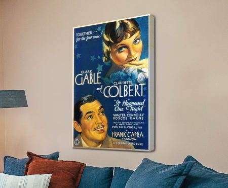 It Happened One Night Film Poster, a vintage-poster canvas - vintage cinema wall art with rich detail