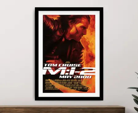 retro vintage film poster - Mission Impossible II Movie Poster, printed as a movie poster canvas
