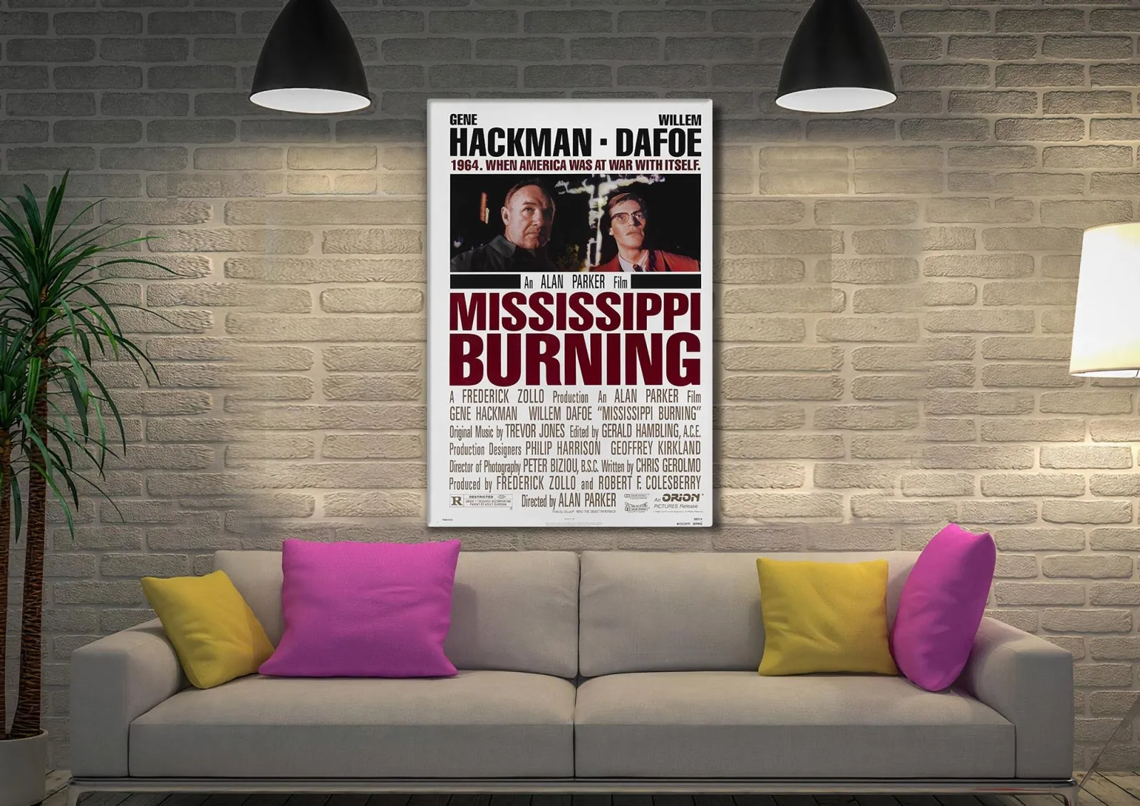 Mississippi Burning poster with brooding dramatic film styling