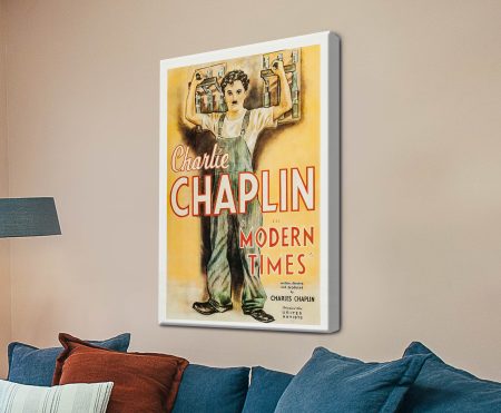 Modern Times Chaplin vintage poster with classic silent-film charm