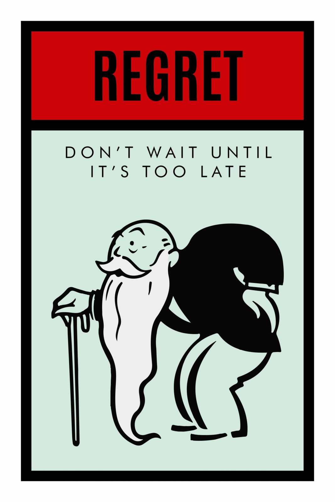 Canvas print of a Don't Wait Monopoly graphic, bold modern mood for a Perth study