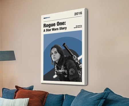 Rogue one a star wars story minimalist movie poster canvas scaled quality print - arresting piece in monochrome black and white