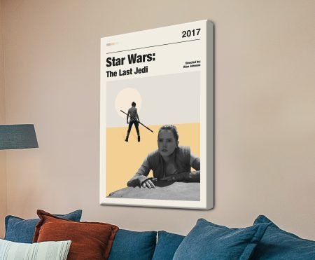Bold Star Wars The Last Jedi minimalist movie poster canvas scaled, art print with Post-Impressionist painting in Vibrant cool