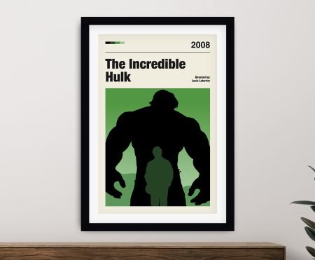 Framed print of a vintage-style Incredible Hulk poster, bold retro mood for a Perth games room