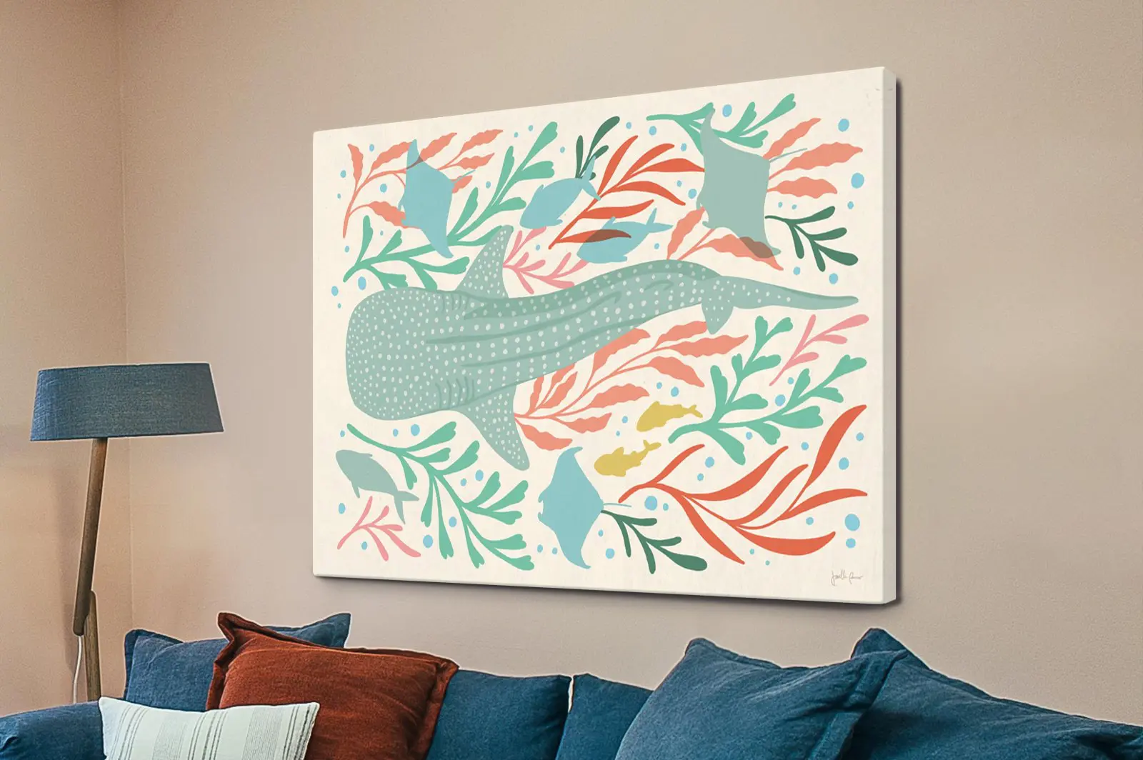 From the abstract composition, Under the Sea I Canvas scaled art print showing French street signage typography