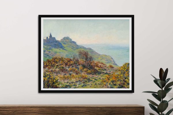Monet Church at Varengeville reproduced on canvas above a linen sofa in a Mosman Park living room