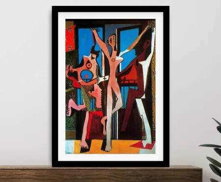 Picasso's The Three Dancers with angular figures locked in an intense, expressive dance