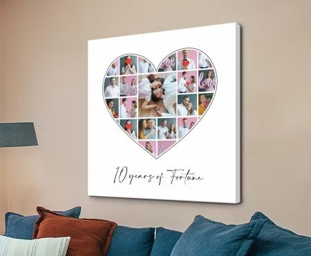 Personalised romantic photo collage of cherished memories presented as a canvas print