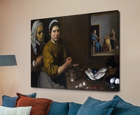 Framed wall art of Christ in the House of Martha and Mary by Velazquez