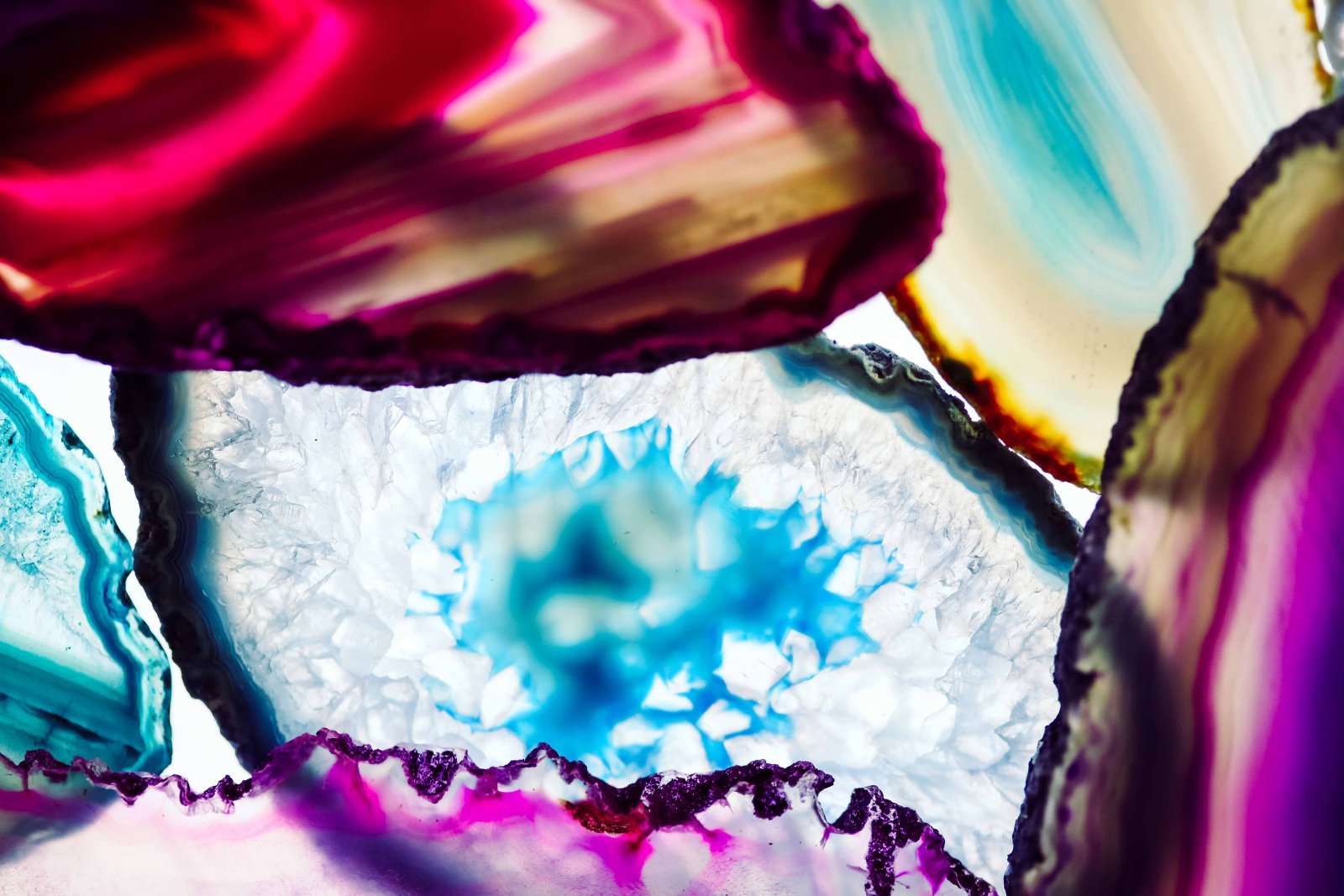 Contemporary print of Crystals 5 by Elena Kulikova, sunlit crystal detail brightening a Perth dining room.