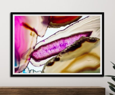 Crystals 9 by Elena Kulikova as framed wall art, glowing crimson mineral facets suited to a Perth dining room.