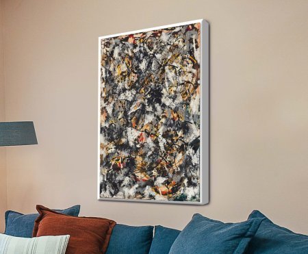 Abstract composition streaked with bold red brush marks, a lively statement art print