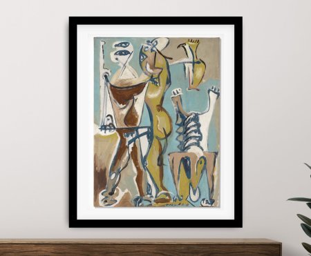 Pollock beach figures printed as playful, loosely sketched canvas art print
