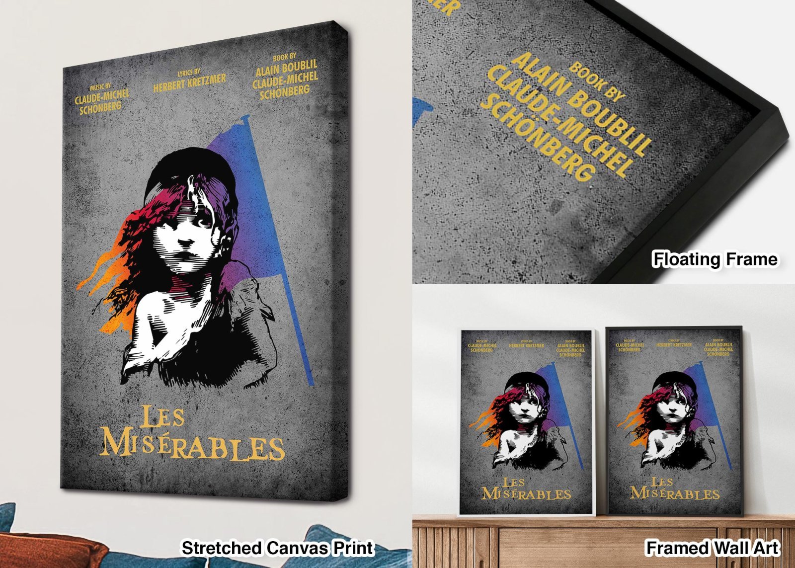 close-up detail print-quality view of the Les Misérables Musical Poster
