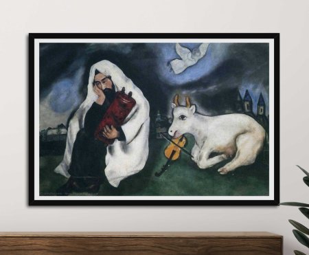 Chagall's dreamlike solitude scene, a poetic poster print rich with wistful colour