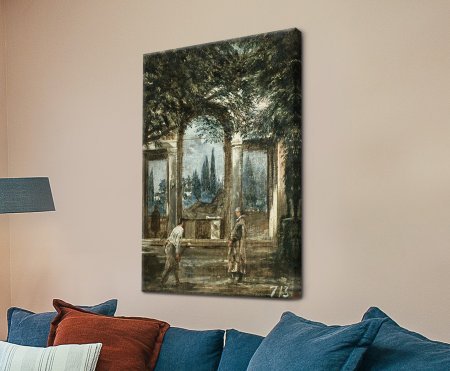 Serene view across the Villa Medici garden, a leafy Italian scene as canvas art print