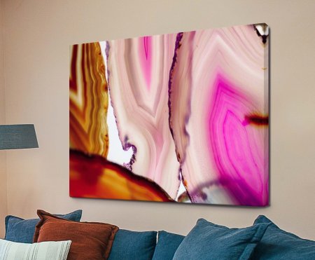 Deep charcoal and amber agate abstract, Agate 10 by Elena Kulikova on gallery-wrap canvas, rich for a WA lounge.