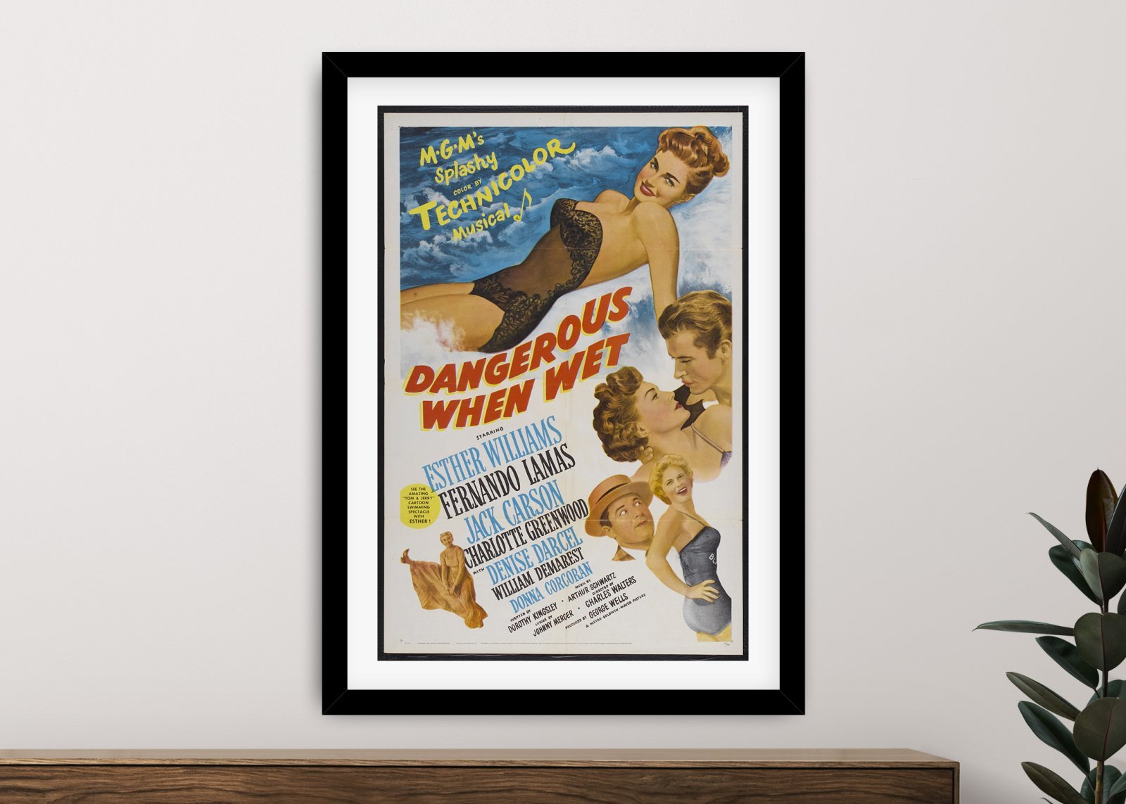 framed print of the Dangerous When Wet Movie Poster
