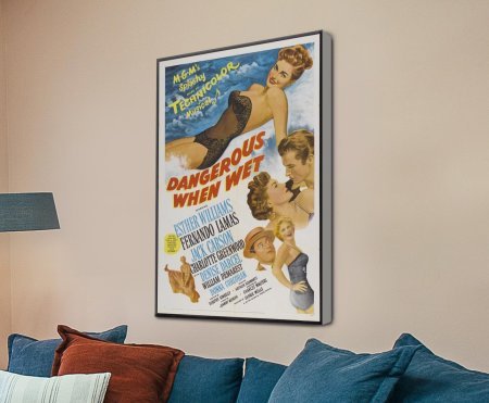 stretched canvas print of the Dangerous When Wet Movie Poster