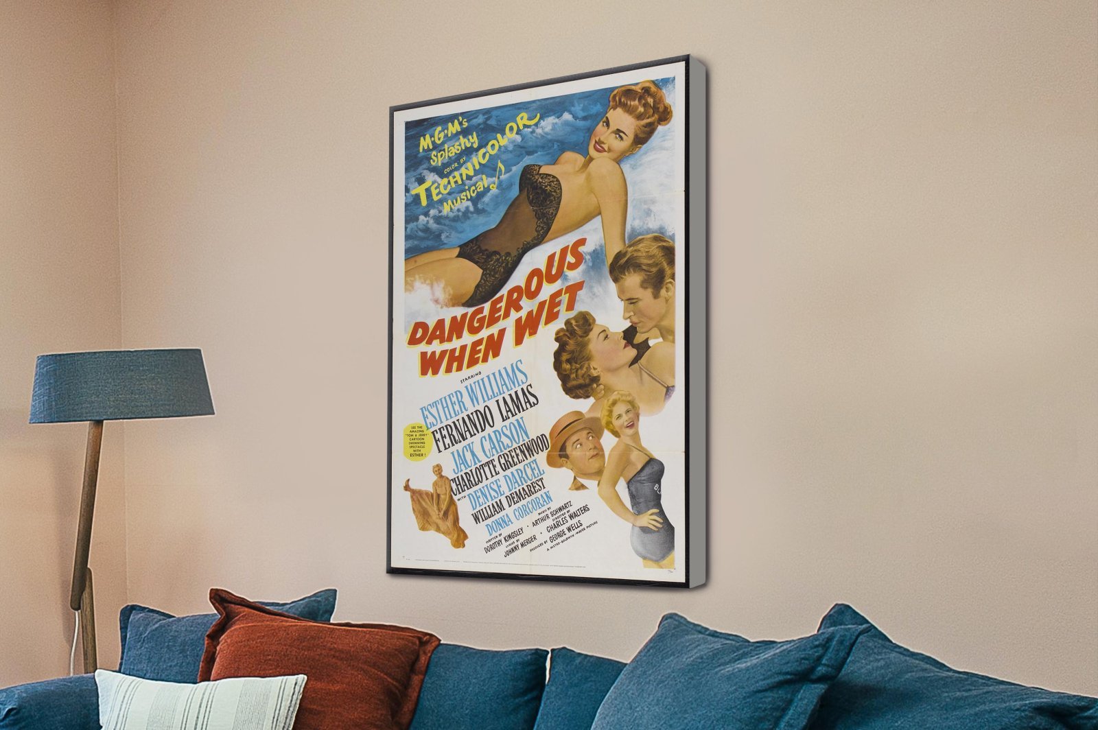 stretched canvas print of the Dangerous When Wet Movie Poster