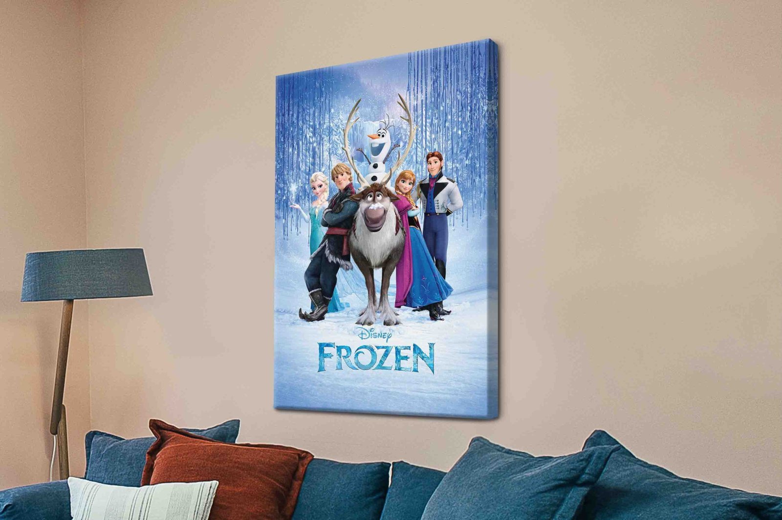 Gallery-wrap canvas of Frozen, crisp wintry whites and blues, ideal for a WA child's bedroom.