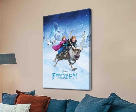 Stretched canvas of Frozen, sparkling winter blues and whites, suited to a Perth child's bedroom.