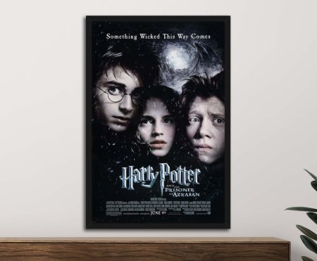 Framed print of Harry Potter and the Prisoner of Azkaban, magical moonlit tones, ideal for a WA reading nook.
