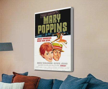 stretched canvas print of the Mary Poppins Movie Poster